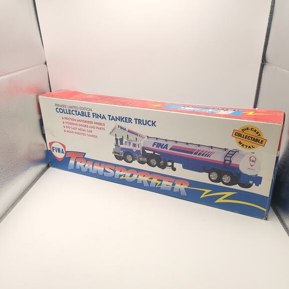 Fina Transpoter Fuel Truck Gas Oil Toy Vintage '70s Plastic Steel - Picture 2 of 7